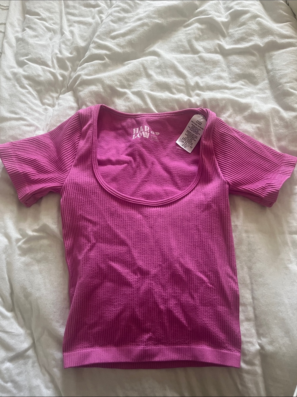 Harlow Ribbed Scoop Crop Top in Bright Pink